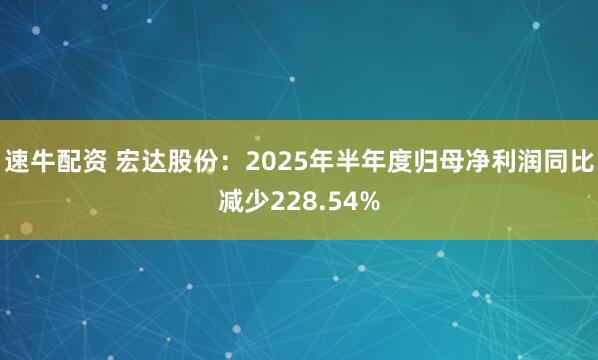 速牛配资 宏达股份：2025年半年度归母净利润同比减少228.54%